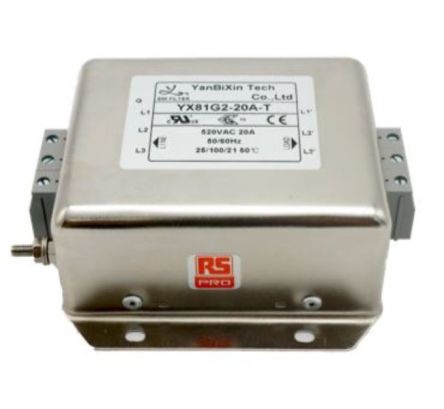 RS PRO 20A 300/520 V ac 50/60Hz, Chassis Mount Power Line Filter, Terminal Block 3 Phase [0]; 237-8740