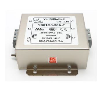 RS PRO 30A 300/520 V ac 50/60Hz, Chassis Mount Power Line Filter, Terminal Block 3 Phase [0]; 237-8745