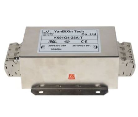 RS PRO 25A 300/520 V ac 50/60Hz, Chassis Mount Power Line Filter, Terminal Block 3 Phase [0]; 237-8762