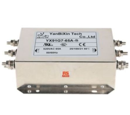 RS PRO 65A 520 V ac, Chassis Mount Power Line Filter 3 Phase [0]; 237-8768