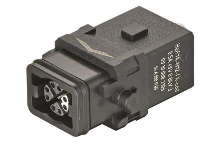HARTING Heavy Duty Power Connector Insert, 500mA, Female, Han 1A Series, 8 Contacts [09100083106]; 238-0467