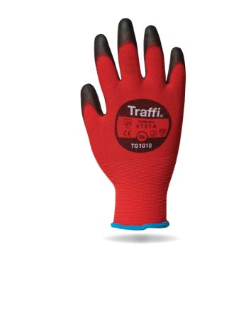 Traffi Black/Red Nylon Abrasion Resistant, Breathable, Cut Resistant, Dry Environment, General Purpose, Good Dexterity [TG1010 : A-TG1010-RD-8]; 238-2438