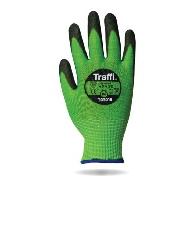 Traffi Black, Green Elastane, Glass Fibre, HPPE, Nylon, Polyester, Steel Abrasion Resistant, Breathable, Cut Resistant, [TG5010 : A-TG5010-GR-8]; 238-2451