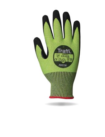 Traffi Black, Green Aramid, Elastane, Glass Fibre, Polyester Chemical Resustant, Cut Resistant, Dry Environment, Heat [TG5130 : A-TG5130-GR-6]; 238-2456