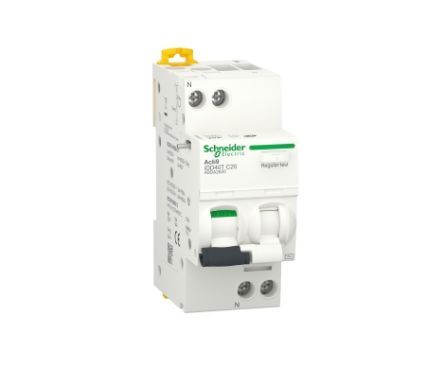 Schneider Electric RCBO, 20A Current Rating, 1P+N Poles, 30mA Trip Sensitivity, Type C, Acti9 Range [A9DA2620]; 238-3259