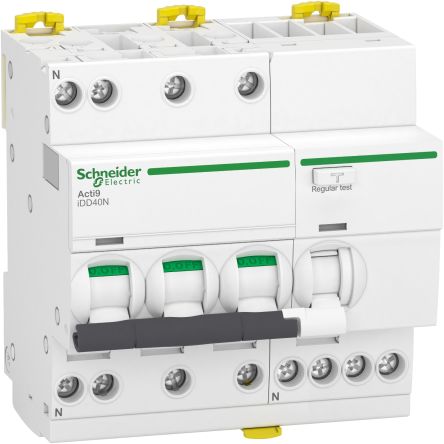 Schneider Electric RCBO, 16A Current Rating, 3P+N Poles, 30mA Trip Sensitivity, Type C, Acti9 Range [A9DA3716]; 238-3260