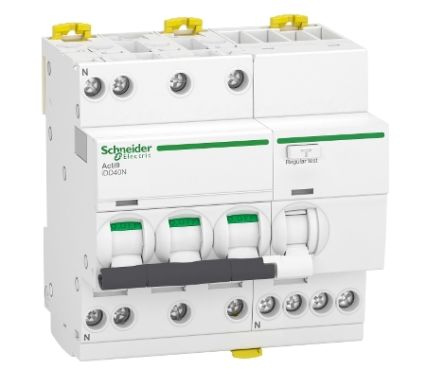 Schneider Electric RCBO, 20A Current Rating, 3P+N Poles, 30mA Trip Sensitivity, Type C, Acti9 Range [A9DA3720]; 238-3261