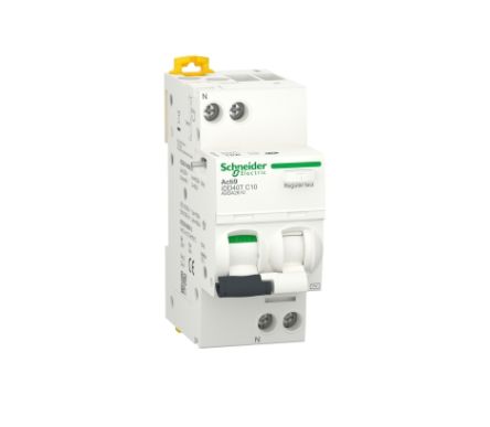 Schneider Electric RCBO, 20A Current Rating, 1P+N Poles, 30mA Trip Sensitivity, Type C, Acti9 Range [A9DB2620]; 238-3273