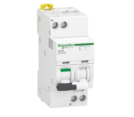 Schneider Electric RCBO, 40A Current Rating, 1P+N Poles, 30mA Trip Sensitivity, Type C, Acti9 Range [A9DK1640]; 238-3285
