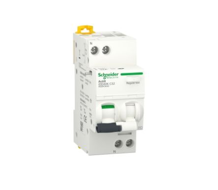 Schneider Electric RCBO, 32A Current Rating, 1P+N Poles, 300mA Trip Sensitivity, Type C, Acti9 Range [A9DK5632]; 238-3296