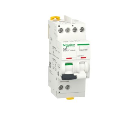 Schneider Electric RCBO, 40A Current Rating, 1P+N Poles, 300mA Trip Sensitivity, Type C, Acti9 Range [A9DV6640]; 238-3346