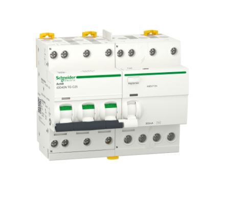 Schneider Electric RCBO, 32A Current Rating, 3P+N Poles, 300mA Trip Sensitivity, Type C, Acti9 Range [A9DV7732]; 238-3353