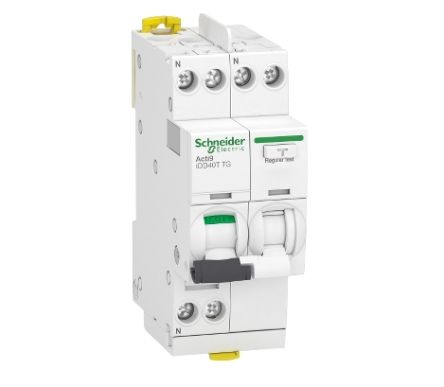 Schneider Electric RCBO, 40A Current Rating, 1P+N Poles, 30mA Trip Sensitivity, Type C, Acti9 Range [A9DX2640]; 238-3358