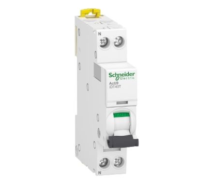 Schneider Electric Acti 9 Acti9 iDT40T MCB, 1+N, 40A Curve B, 230V AC [A9P12640]; 238-3362