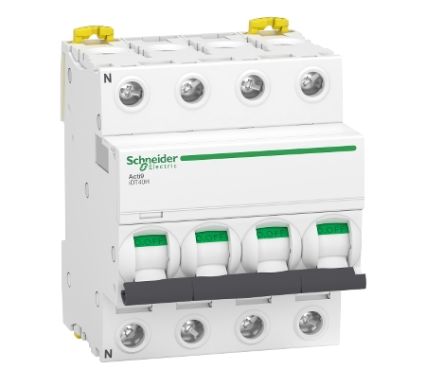 Schneider Electric Acti 9 Acti9 iDT40H MCB, 3+N, 40A Curve C, 400V AC [A9P26440]; 238-3381