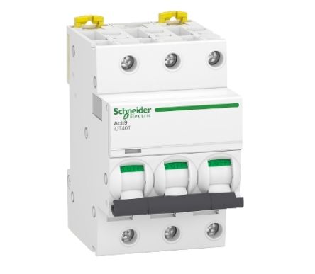 Schneider Electric Acti 9 Acti9 iDT40T MCB, 3P, 16A Curve D, 400V AC [A9P32316]; 238-3384