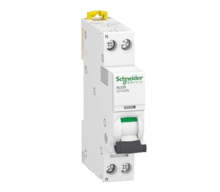 Schneider Electric Acti 9 Acti9 iDT40N MCB, 1+N, 40A Curve D, 230V AC [A9P34640]; 238-3402