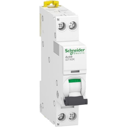 Schneider Electric Acti 9 Acti9 iDT40K MCB, 1+N, 2A Curve C, 230V AC, 4.5 kA Breaking Capacity [A9P71602]; 238-3409