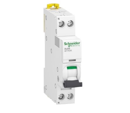 Schneider Electric Acti 9 Acti9 iDT40K MCB, 1+N, 6A Curve C, 230V AC [A9P71606]; 238-3410