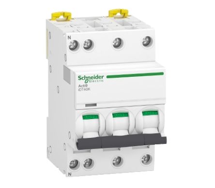 Schneider Electric Acti 9 Acti9 iDT40K MCB, 3+N, 10A Curve C, 400V AC [A9P71710]; 238-3418