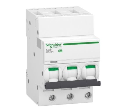 Schneider Electric Acti 9 Acti9 iDT40N XA MCB, 3P, 6A Curve C, 400V AC [A9PA4306]; 238-3429