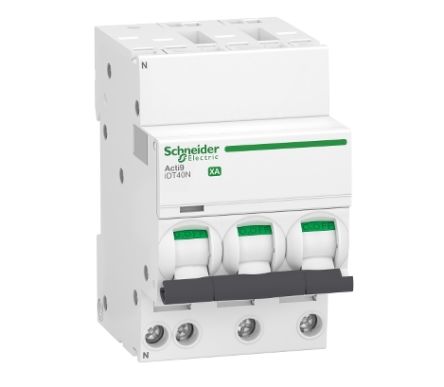 Schneider Electric Acti 9 Acti9 iDT40N XA MCB, 3+N, 25A Curve C, 400V AC [A9PA4725]; 238-3438