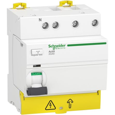 Schneider Electric Acti9 iIG40 RCCB, 63A, 3+N Pole, 30mA, Type AC, 415V ac [A9R67763]; 238-3467