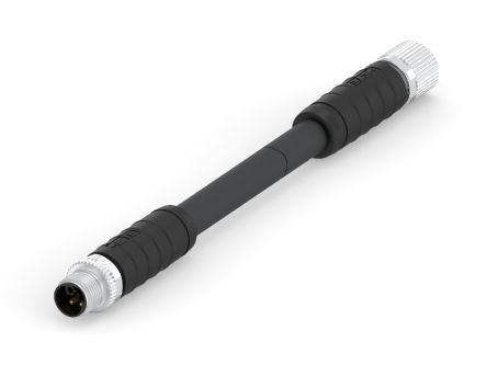 TE Connectivity Straight Male 4 way M12 to Straight Female 4 way M12 Sensor Actuator Cable, 3m [T41525C9L14-004]; 238-4563