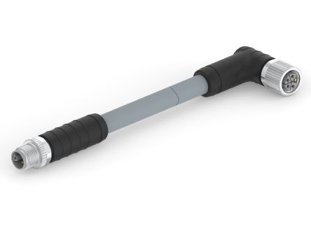 TE Connectivity Right Angle Male 4 way M12 to Straight Female 4 way M12 Sensor Actuator Cable, 1.5m [T4152A99L14-003]; 238-4581