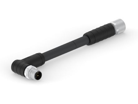 TE Connectivity Right Angle Male 5 way M12 to Straight Female 5 way M12 Sensor Actuator Cable, 1.5m [T4152AC9L25-003]; 238-4590