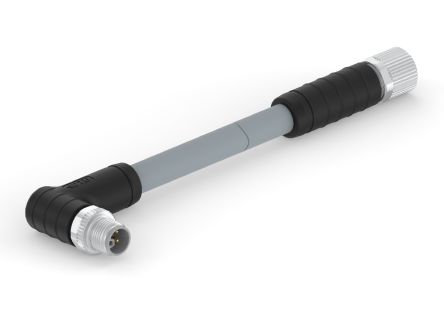 TE Connectivity Right Angle Male 5 way M12 to Straight Female 5 way M12 Sensor Actuator Cable, 1.5m [T4162AB9L25-003]; 238-4616