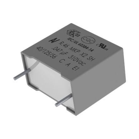 KEMET R46 Polypropylene Film Capacitor, 310V dc, ±20%, 1.5μF, Through Hole [R463W515050H7M]; 238-4960