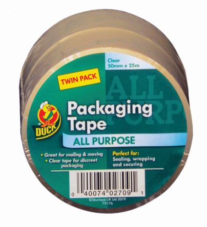 DUCK TAPE Clear Packing Tape, 25m x 50mm [224529]; 238-5570