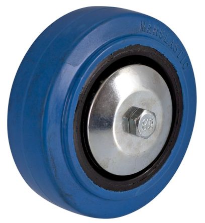 Guitel Hervieu Black, Blue Rubber Quiet Operation Trolley Wheel, 150kg [571-400-080L12PF]; 239-1419