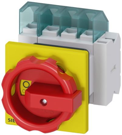 Siemens 4P Pole Panel Mount Non-Fused Switch Disconnector - 25A Maximum Current, 9.5kW Power Rating, IP65 [3LD2154-2EP53]; 239-2636