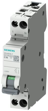 Siemens 5SL6 MCB, 1+N, 25A Curve B, 230V AC [5SL6025-6]; 239-2673