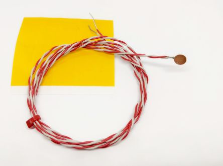 RS PRO Type K Copper Disc Thermocouple 1m Length, 6.35mm Diameter → +200°C [0]; 239-4679