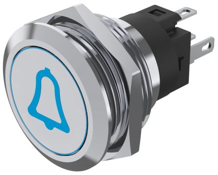 EAO 82 Series Illuminated Push Button Switch, Momentary, Panel Mount, 22.3mm Cutout, SPDT, Blue LED, 240V, IP65, IP67 [82-6151.1A24.B005]; 239-4941