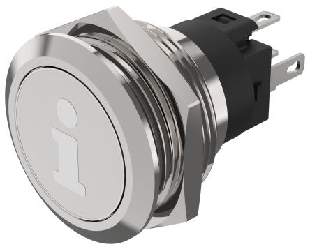 EAO 82 Series Illuminated Push Button Switch, Momentary, Panel Mount, 22.3mm Cutout, SPDT, White LED, 240V, IP65, IP67 [82-6151.1A54.B004]; 239-4944