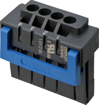 Omron, 3.5mm Pitch, 4 Way, Pluggable Terminal Block, Plug, Through Hole, XW4N-04D1-S [XW4N-04D1-S]; 239-4991