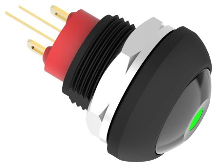 TE Connectivity PB6 Series Illuminated Push Button Switch, (On)-Off, Panel Mount, SPST - NO, Green LED, 50 V dc, 125V [PB6B2FM2M1CAL06]; 239-6394