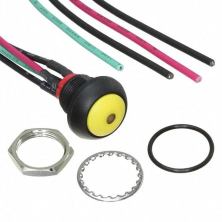 TE Connectivity PB6 Series Illuminated Push Button Switch, (On)-Off, Panel Mount, SPST - NO, Yellow LED, 50 V dc, 125V [PB6B2FM5M1CAL05Y500]; 239-6486