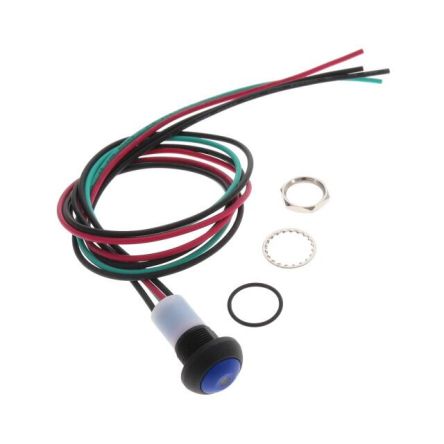 TE Connectivity PB6 Series Illuminated Push Button Switch, (On)-Off, Panel Mount, SPST - NO, Blue LED, 50 V dc, 125V [PB6B2FM7M1CAL07S500]; 239-6588