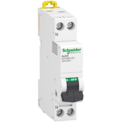 Schneider Electric Acti 9 Acti9 iDT40N MCB, 1P, 1A Curve D, 400V AC [A9P34601]; 239-9974