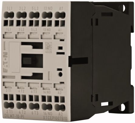 Eaton Contactors Contactor, 120 V ac Coil, 3-Pole, 7 A, 3 kW, 1 NO [199220 DILM7-10(110V50HZ,120V60HZ)-PI]; 240-2767