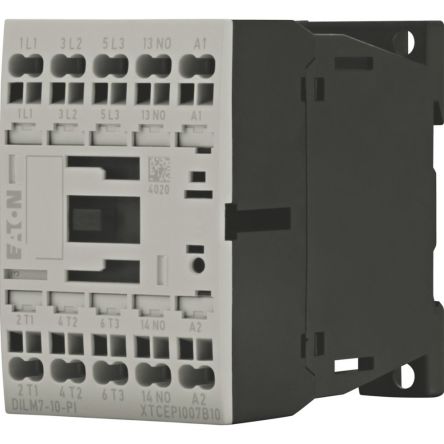 Eaton Contactors DILM Contactor, 24 V dc Coil, 3-Pole, 7 A, 3 kW, 1 N/O [199223 DILM7-10(24VDC)-PI]; 240-2770