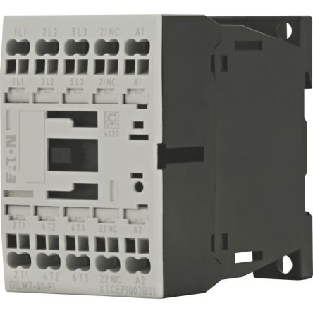 Eaton Contactors Contactor, 24 V dc Coil, 3-Pole, 7 A, 3 kW, 1 NC [199228 DILM7-01(24VDC)-PI]; 240-2775