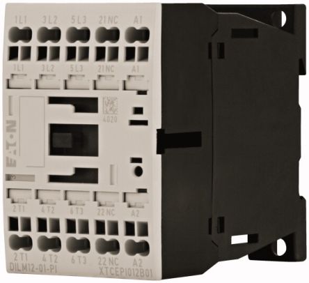 Eaton Contactors Contactor, 120 V ac Coil, 3-Pole, 12 A, 5.5 kW, 1 NC [199245 DILM12-01(110V50HZ,120V60HZ)-PI]; 240-2793