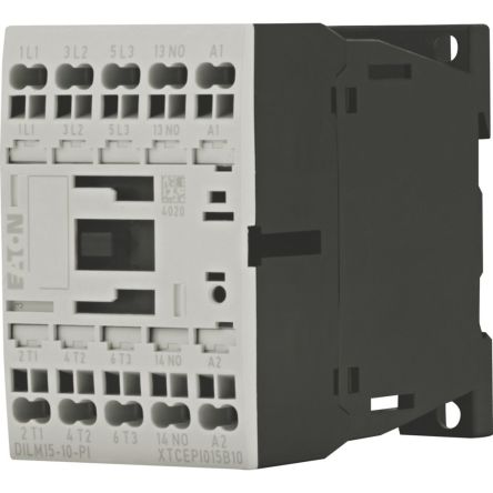 Eaton Contactors DILM Contactor, 24 V dc Coil, 3-Pole, 15.5 A, 7.5 kW, 1 N/O [199253 DILM15-10(24VDC)-PI]; 240-2803