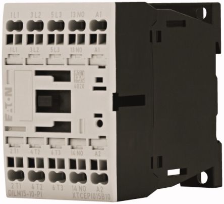 Eaton Contactors Contactor, 230 V ac Coil, 3-Pole, 15.5 A, 7.5 kW, 1 NO [199654 DILM15-10(230V50/60HZ)-PI]; 240-2914